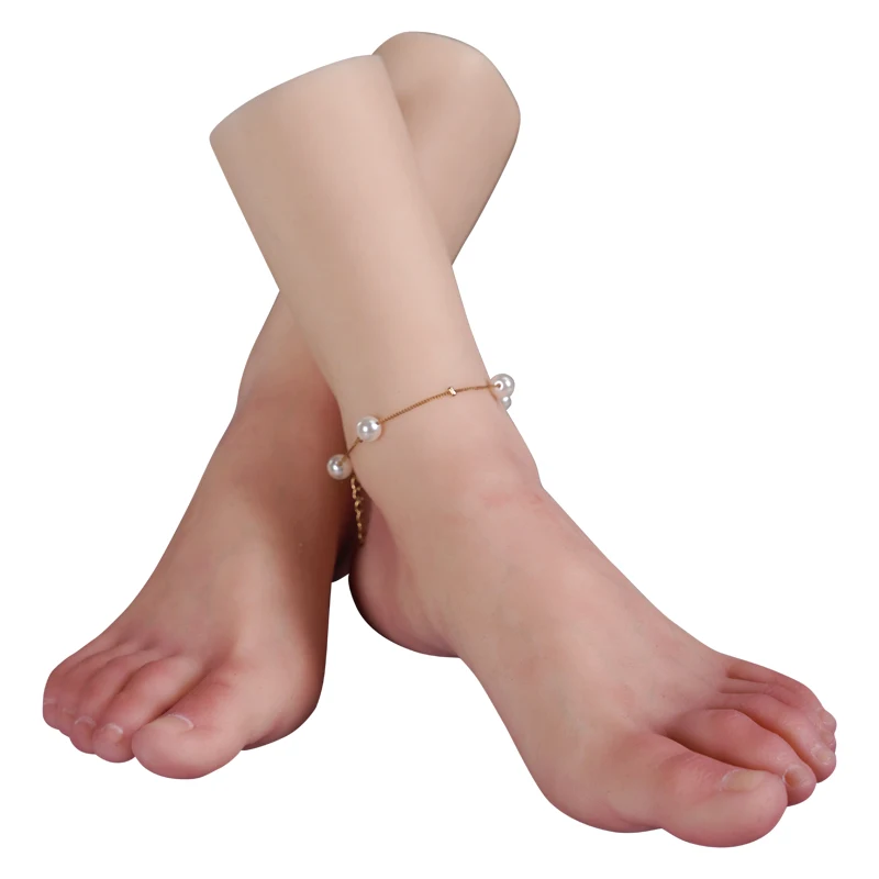 Lifelike Silicone Feet Model Female Fake Nail Practice Mannequin Fetish Feet For Footjob Shoes Socks Jewelry Display Zishine