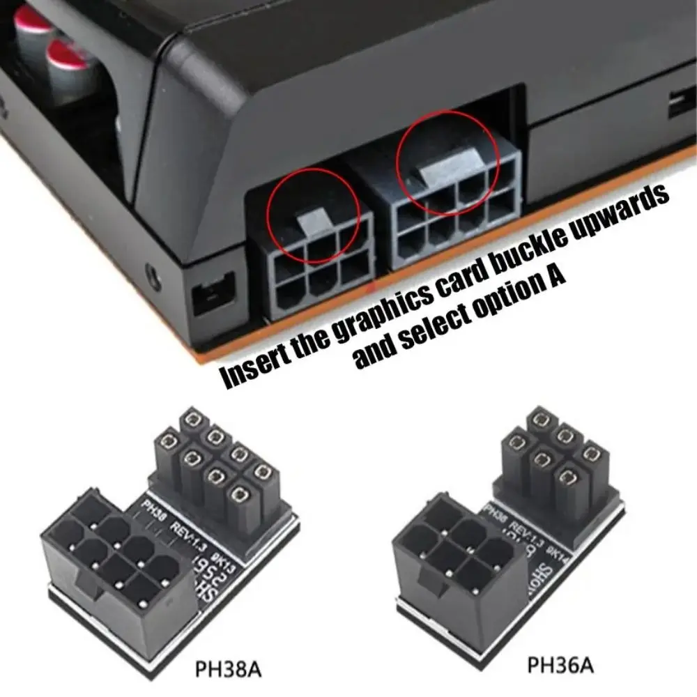 180 Degree Elbow Graphics Card Power Supply Adapter DIY 6Pin/8Pin PSU Steering Connector Universal Cable Extension PC Building