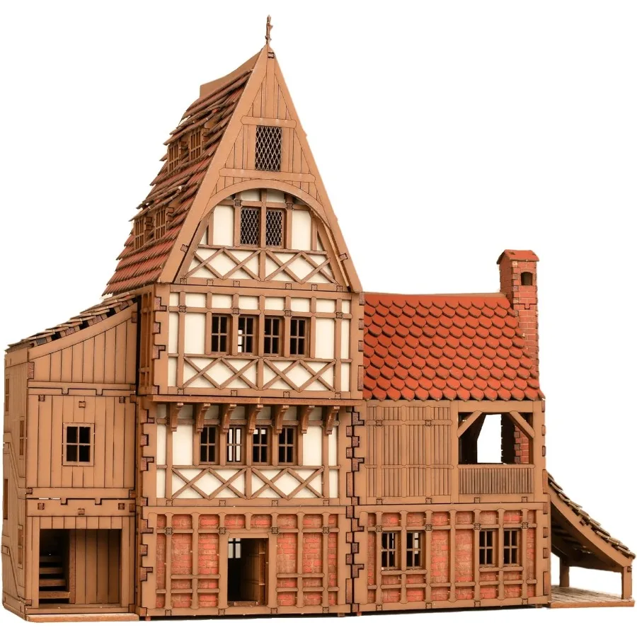 ชุดประกอบบ้านไม้ DIY ของ Guild Hall สำหรับการเรียนรู้ด้านสถาปัตยกรรมและวิศวกรรม เหมาะสำหรับวัยรุ่นและผู้ใหญ่ ใช้เป็นเกมบนโต๊ะ