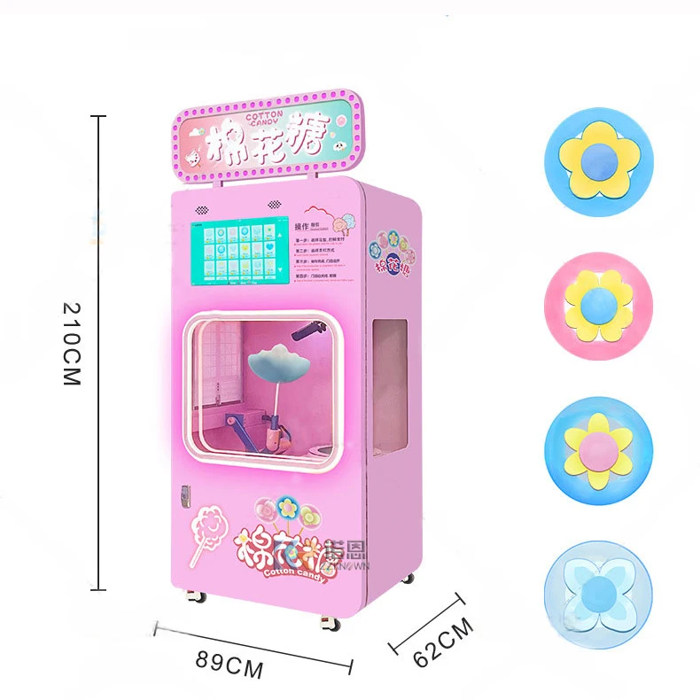 Commercial Cotton Candy And Popcorn Machine Big Head Candy Floss Machine Gas Automatic Cotton Candy Vending Machine