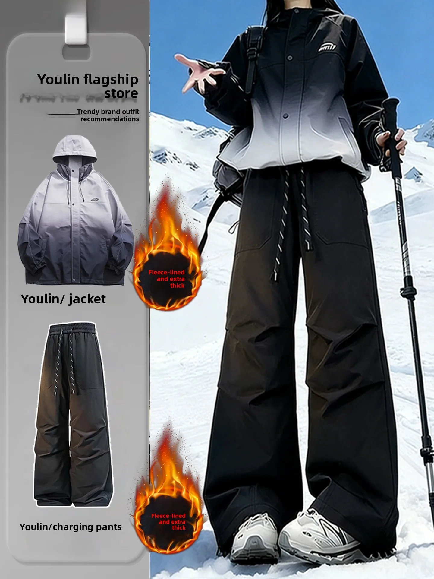 

Profional Skiing Pants Set for Men Thiened Fce Warm Soft ell Winter Outdoor Climbing Snowproof Windproof Gear