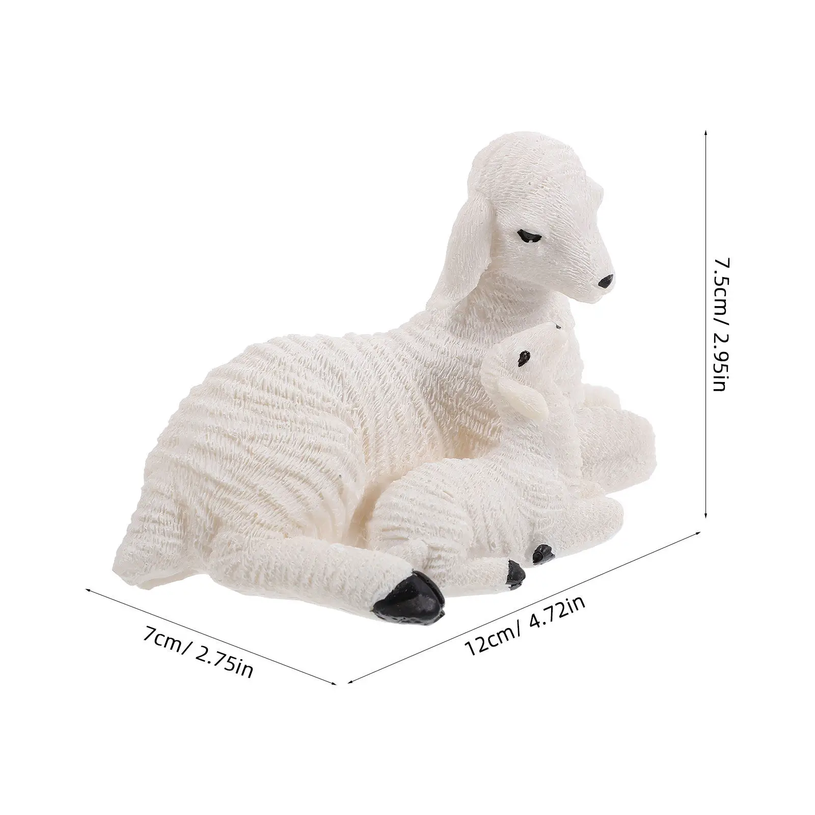 Mini Sheep Resin Garden Decor Cartoon Outdoor Lawn Sculpture Miniature Animal Decoration for Desktop Office Home