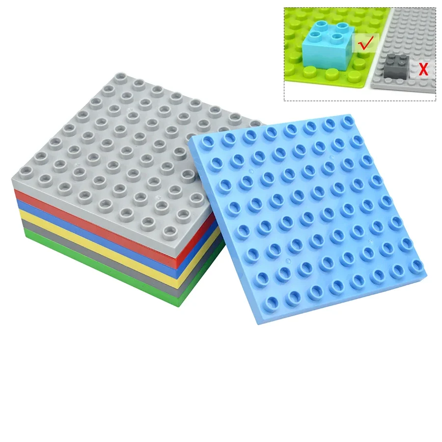 Duploes Big Size Double Sided 8x8 Dots BasePlates Assembly Plate Square Bricks Floors Classic Toys Duploe Large Particle