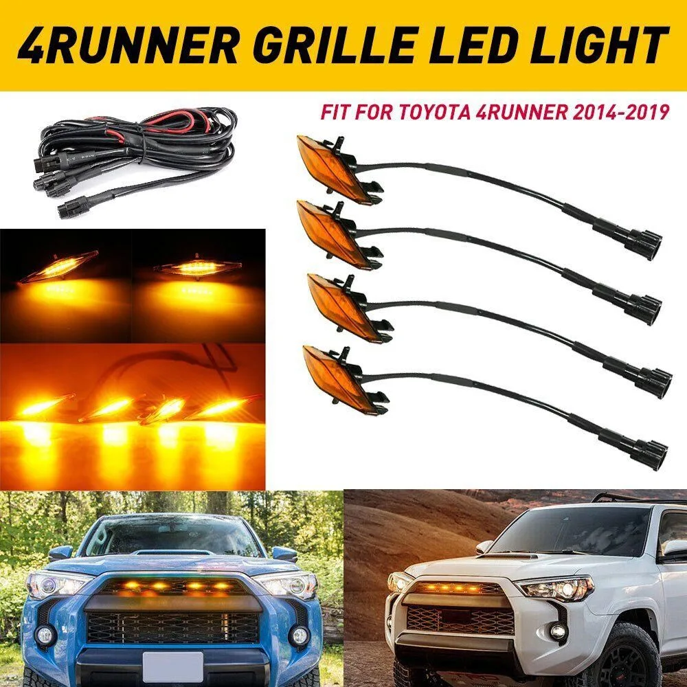 

3/4/5/6PCS LED Front Grille Raptor Lights Kit Amber Daytime Running Light for Toyota 4Runner TRD PRO 2014-2019 Car Accessories