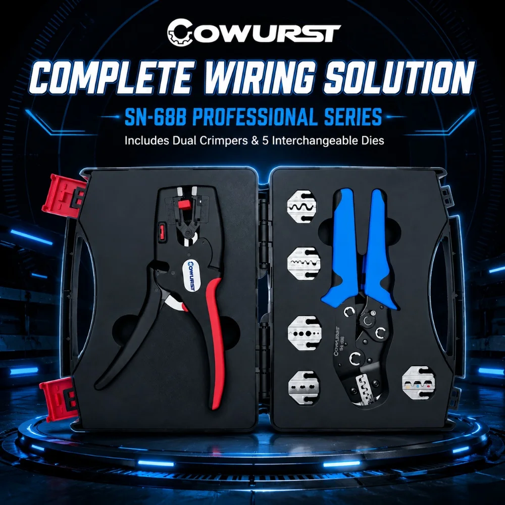 COWURST SN-68B Krimptangset 5 vervangbare kaken Zelfinstellende draadstripper Multifunctionele terminal crimper gereedschapskist