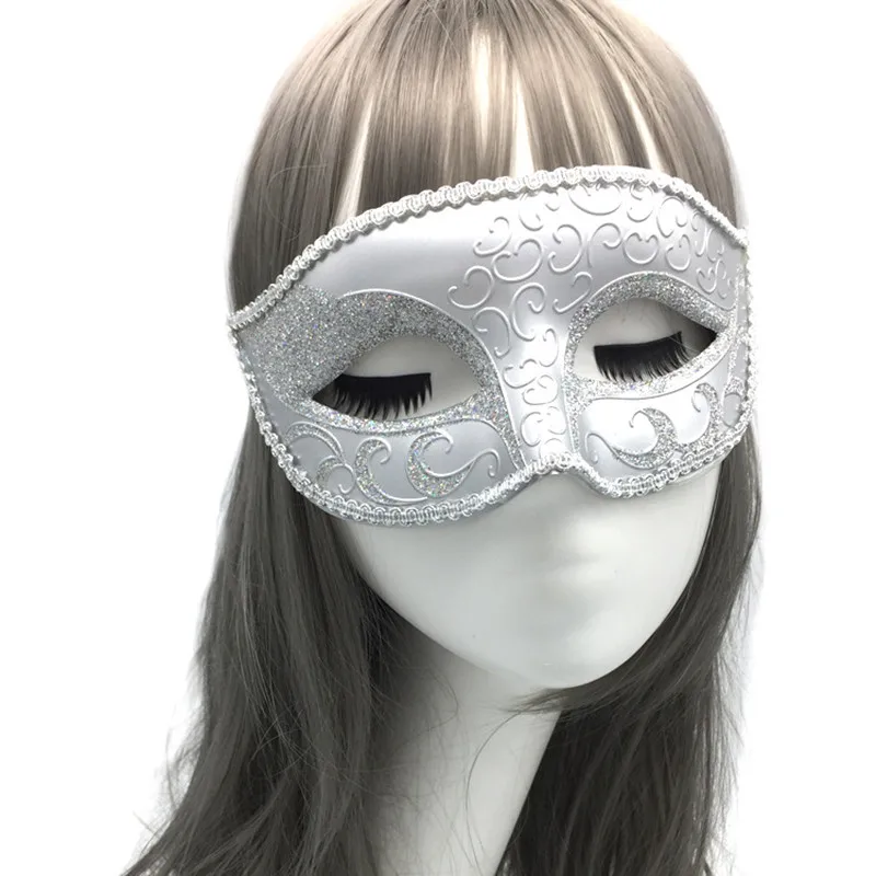 Halloween Black Silver Sexy Half Face Blindfold Mask for Halloween Party Costume Ball Bar Party Carnival Night Masquerade Masks