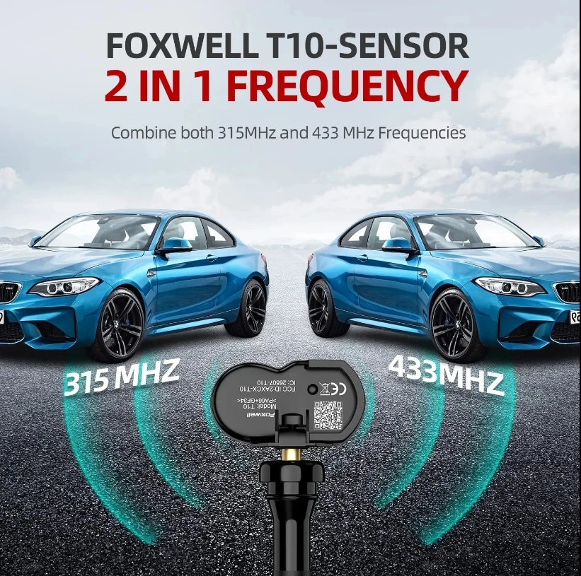 FOXWELL T10 Universal TPMS R F Sensor Programmable mx Sensor Dual Frequency 433Mhz 315MHz tire pressure monitoring system sensor