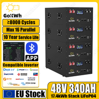 GoKWh 48V 340Ah Home Energy Storage 8000 Cycles LiFePO4 Battery Pack 51.2V 200A BMS Off Grid Solar Home Solar Electric System
