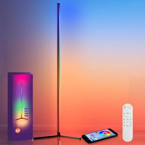Smart RGBIC Floor Lamp with APP & Music Sync, 16M Custom Colors LED Corner Light for Bedroom Living Room, Home Decor Gift