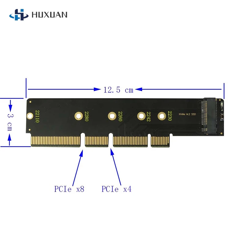 PCIE TO M2 Adapter PCI Express 3.0 to M.2 NVME 2230 2242 2260 2280 22110 Convert Card Adapter Riser Card for 3CM High 1U Server