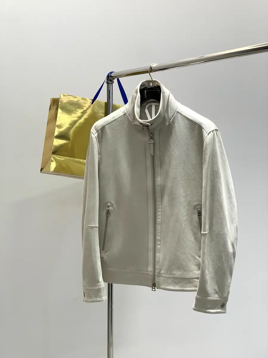 

Italian Sle Luxury Men's Suede Jaet Collared Harington Design Busin Casual Coat Autumn Winter Stand Fit Linen 00%