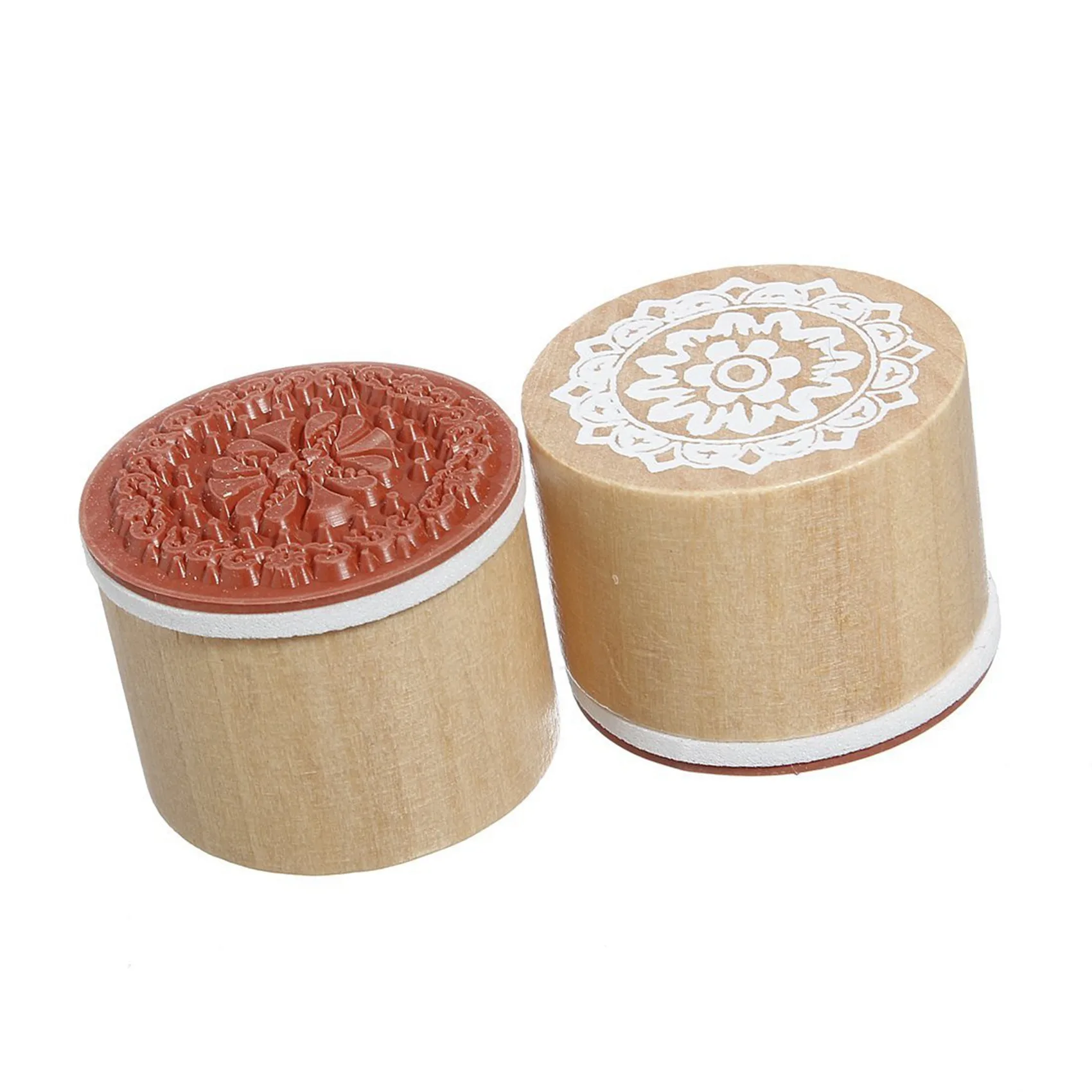ABJI-12 Assorted Wooden Rubber Stamp Round Handwriting Floral Flower Craft