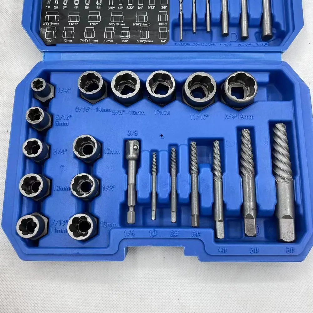 26 pieces damaged nut and bolt extractor set