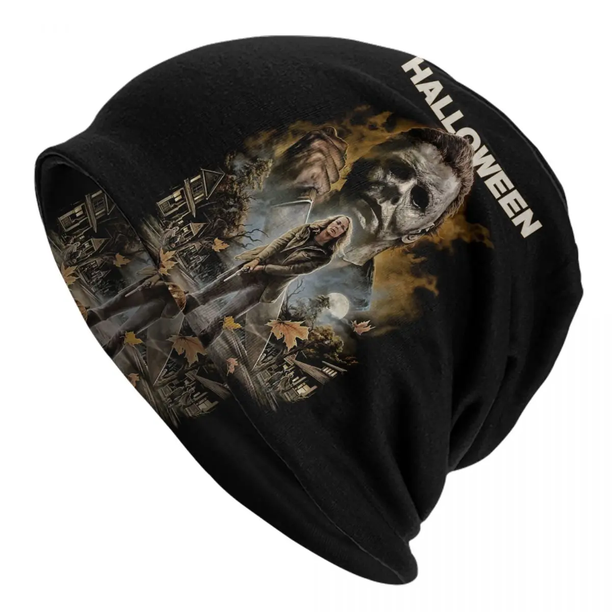 Custom Michael Myers Skullies Beanies Caps Unisex Winter Warm Knit Hat  Adult Halloween Horror Movie Bonnet Hats Outdoor Ski Cap