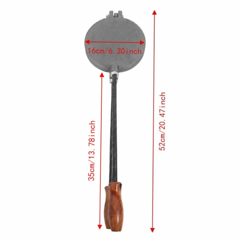 Cast Iron Pancake Maker Pan Double Sided Flower Shape Chinese Flatbread Pan Wooden Handle Long Handle Pancake Baking Mold