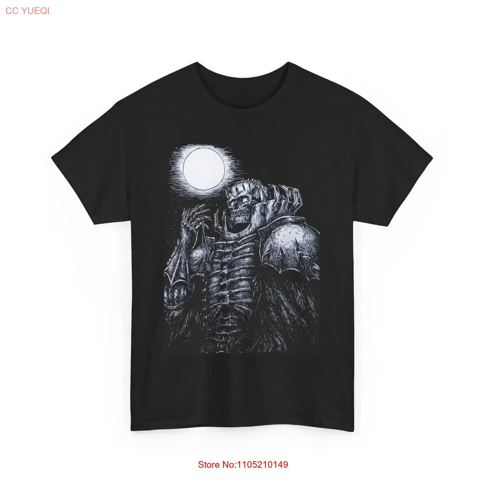 Berserk Skull Knight camiseta con luz de luna armadura gótica vintage lavada Casual transpirable versátil homme ropa de diseñador Unisex