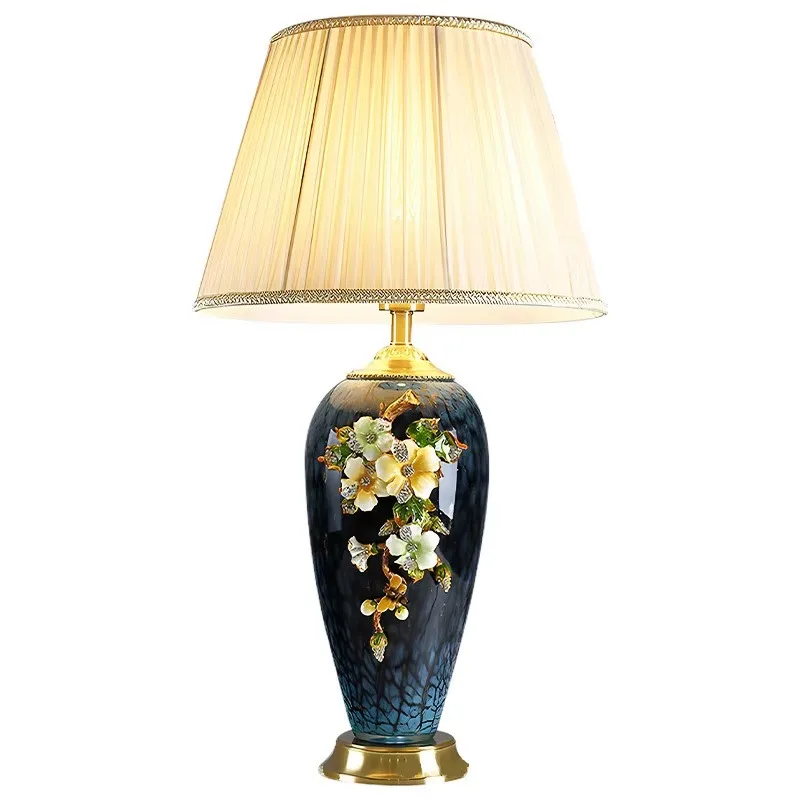 

Light luxury enamel color, desk lamp all copper bedroom, bedside lamp creativity, warm living room study, new Chinese desk lamp