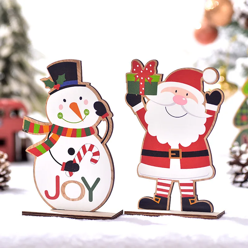 

2025 Christmas wooden decorations table Ornament Santa Claus snowman Elk Xmas Tree crafts Kids Gift Natal Merry Christma Decor