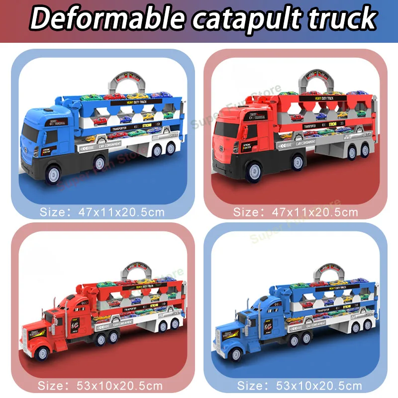 

Большой грузовик из сплава, грузовая игрушка, подпружиненная складная дорожка, игровой набор для хранения, транспортный автомобиль, обучающий автомобиль-трансформер, забавный ребенок