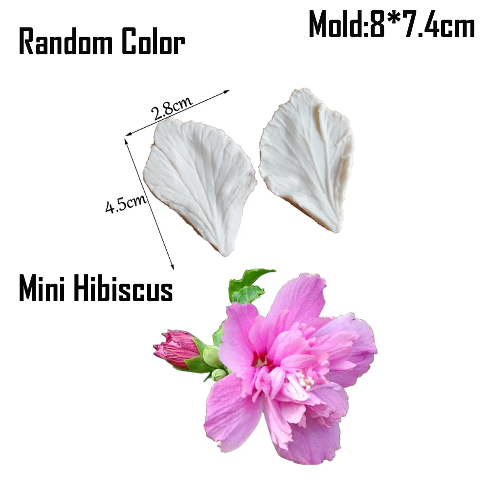 Mini Hibiscus  Petal Veiner Silicone Mold Chocolate Fondant Gumpaste Sugar Clay Flower Mould Cake Decorating Tools  M2090