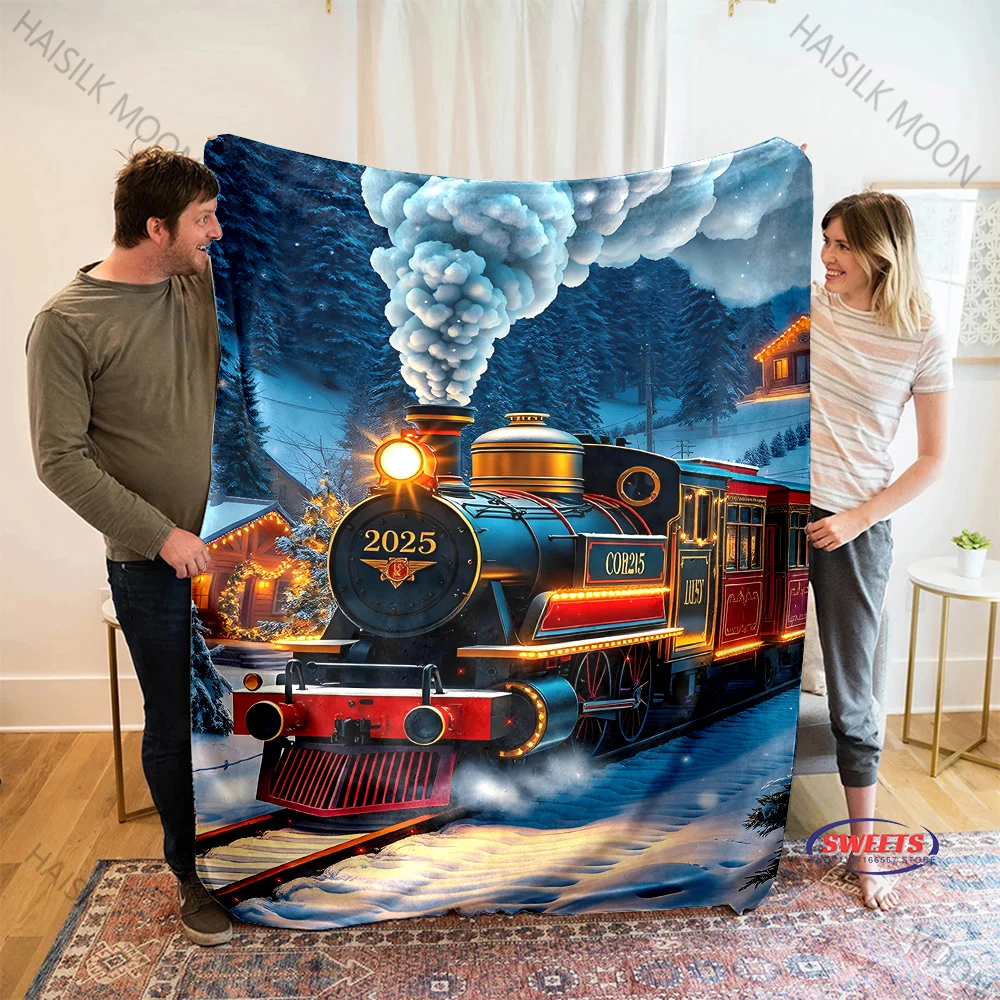 

Фланелевое одеяло Queen с 3D винтажным принтом поезда — мягкое уютное одеяло для дивана, дивана или кровати, офиса, путешествий, кемпинга, праздничных подарков