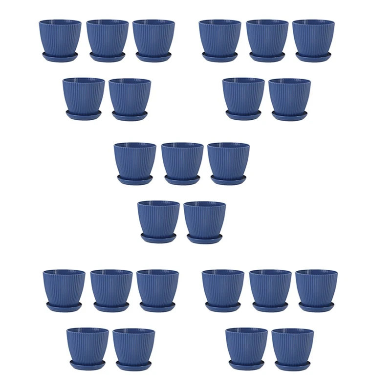 Plastic Planter Pots For Plants, 25 Pack 6 Inch Flower Pots With Drainage Holes And Saucers, For Indoor Outdoor D