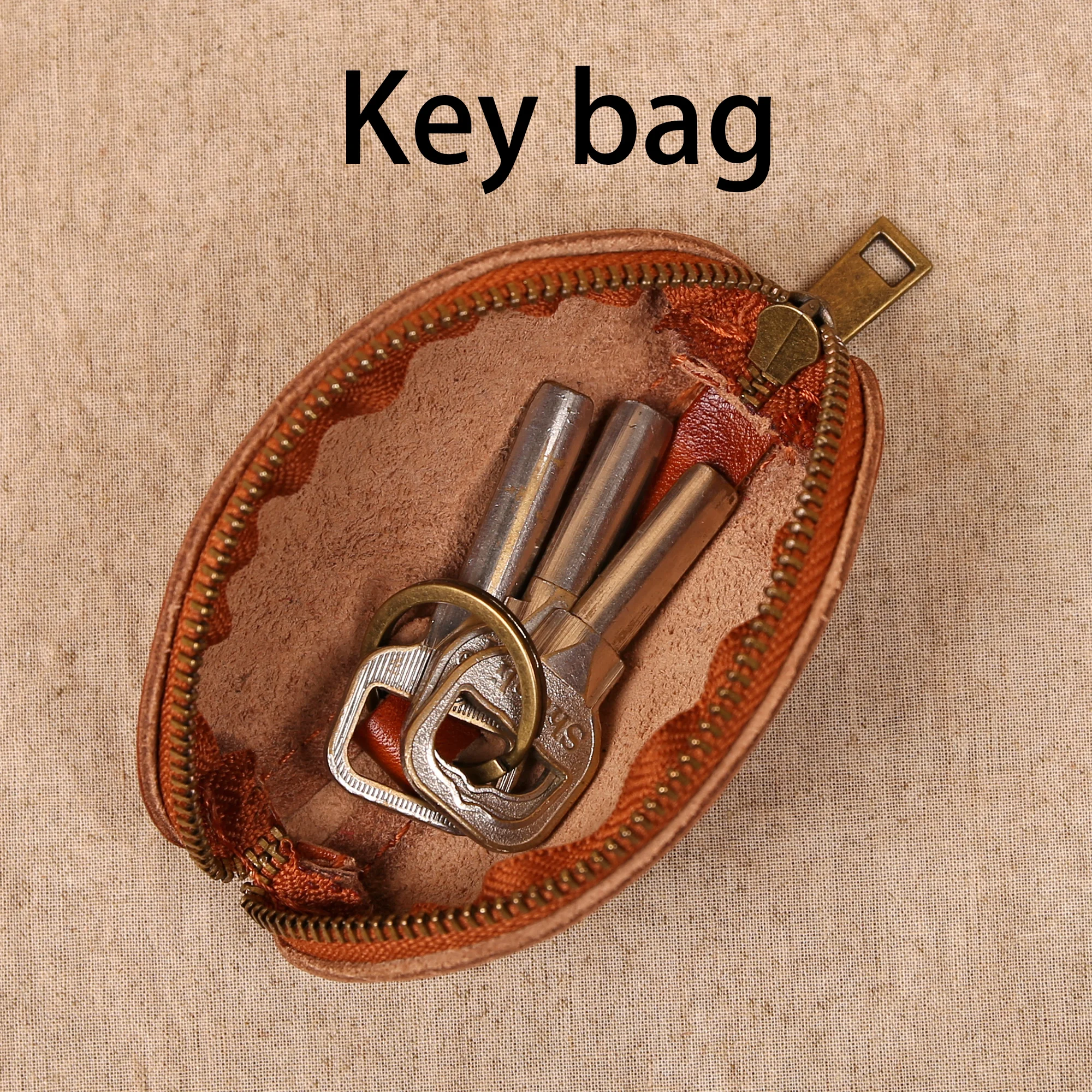 حافظة مفاتيح من الجلد الطبيعي الراقية، محفظة عملات معدنية من جلد البقر المحبب، حقيبة تخزين متينة ومقاومة للاهتراء، حافظة سماعة أذن