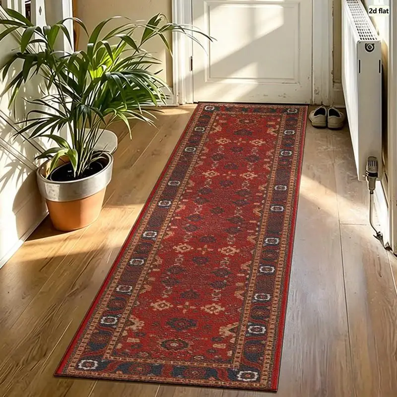 Antique Red Tribal Kilim Carpet Flooring, Traditional Vintage Ethnic Pattern Area Rug for Living Room