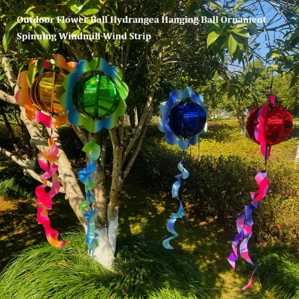 Kleurrijke Bloem Bal Hortensia Windmolen Geen Giftig Hangende Doek & Plastic Ornament Draaiende Windmolen Outdoor Kinderspeelgoed
