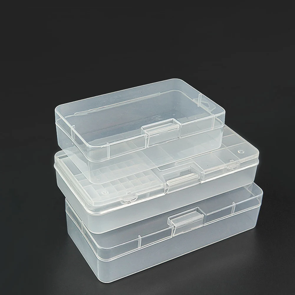 Caja de almacenamiento transparente de plástico rectangular, soporte para tornillos, contenedor organizador para componentes electrónicos, múltiples