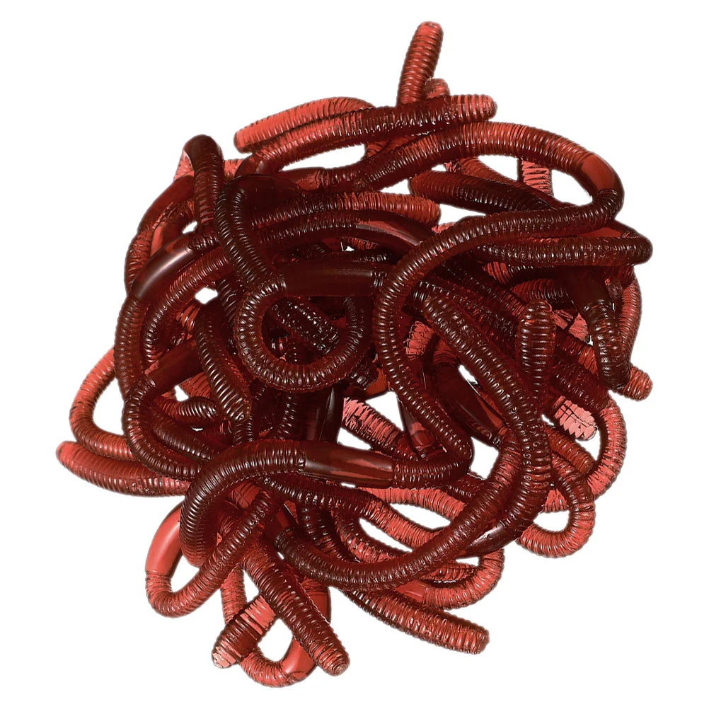 30 Pcs Faux Worms Artificial Earthworm Soft Rubber Earthworms Model Fake Models