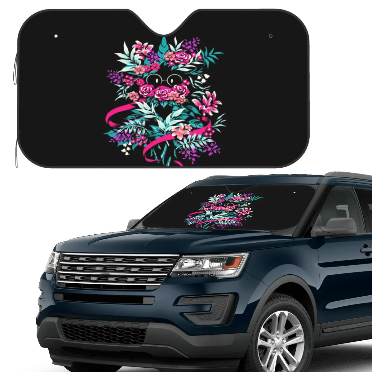 

Deltarune Spamton Merch Ralsei Floral Sunshade Windscreen Car Front Windshield Window Sun Visor Accessories Covers