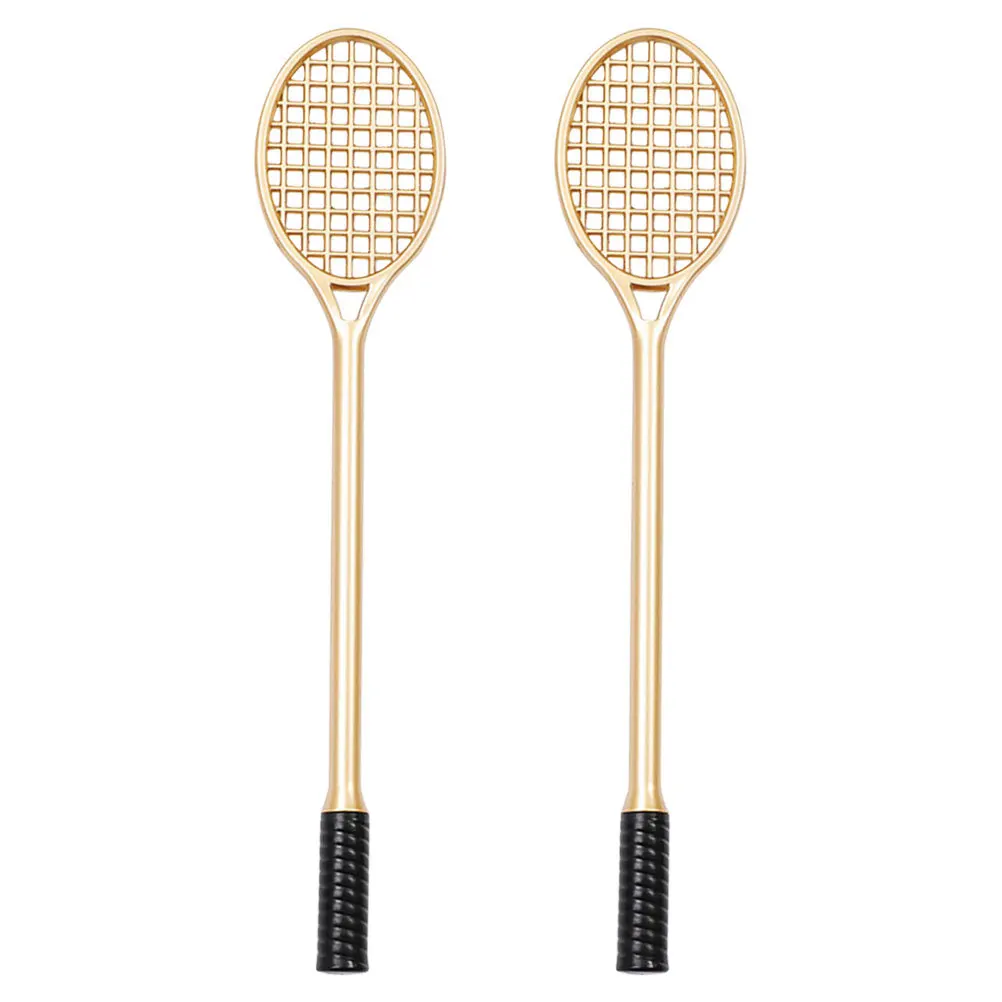 2Pcs Tennis Racket Gel Pens Black Ink Badminton Sports Writing Drawing Sketching Office School Supplies Tennis Pens