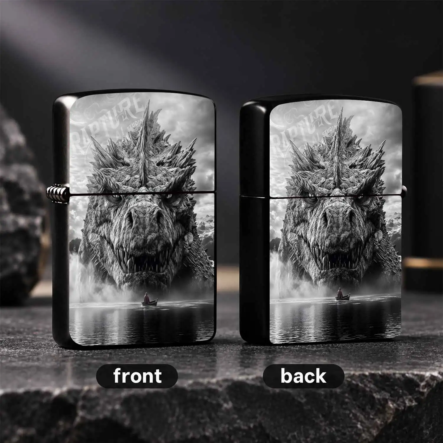 Monstrous Dragon Fantasy Art Pattern Lighter, Stylish Portable Daily Essential for Outdoor Trips, Gatherings, Dating, Ideal Creative Collectible Gift for Fantasy Enthusiasts, Delicate Decorative  A Humorous And Interesting Lighter