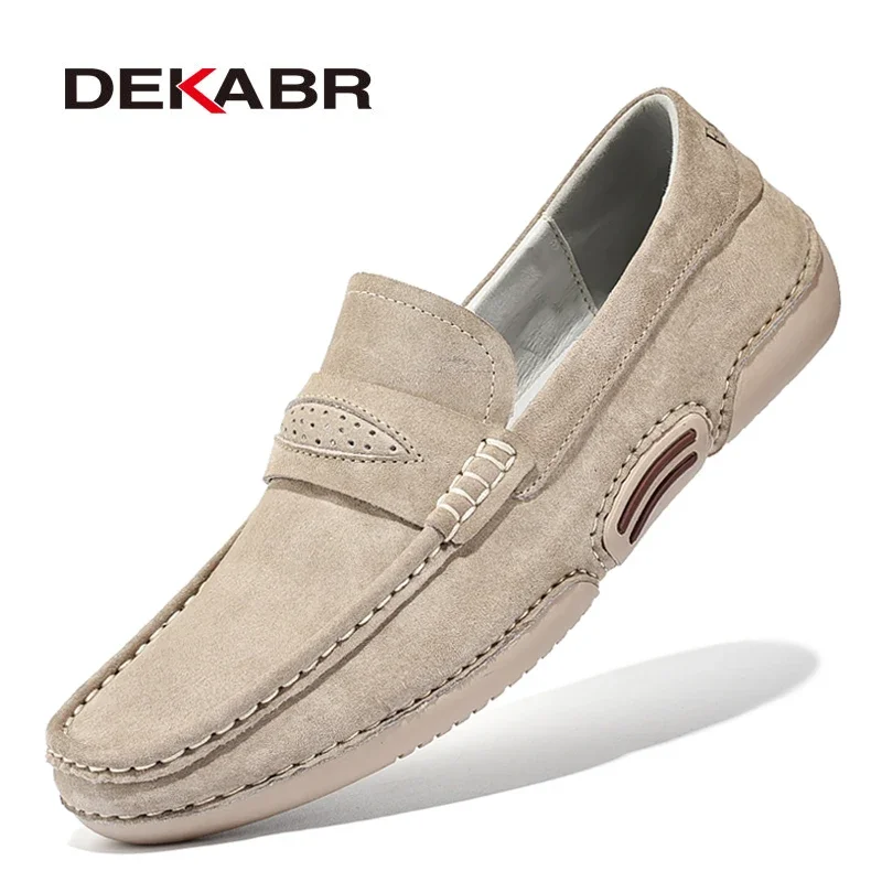 DEKABR Summer Men Casual Shoes Luxury Brand Genuine Leather Men Loafers Moccasins Breathable Slip on Italian Style Driving Shoes