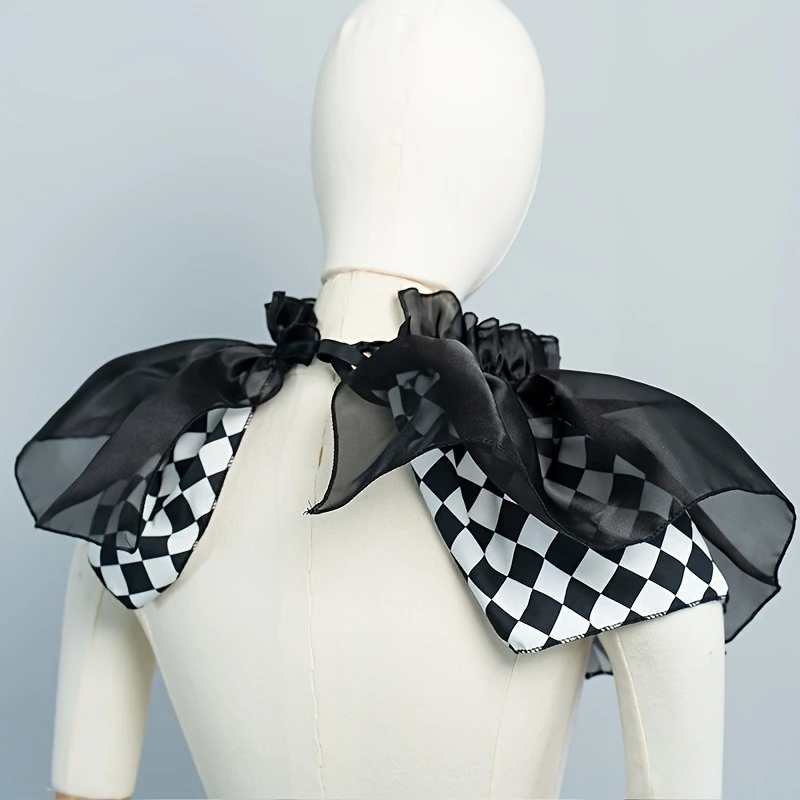 Halloween Clown Ruffle Detachable Collar Mesh Layered Neck Ruff Cape Decorativa Shawl False Collar Cosplay Costume Accessories view 5