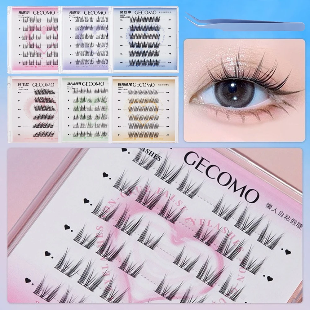 프레스온 셀프 접착 클러스터 속눈썹 자연스러운 룩 재사용 가능 분할형 속눈썹 접착제 필요 없음 블랙 개별 속눈썹