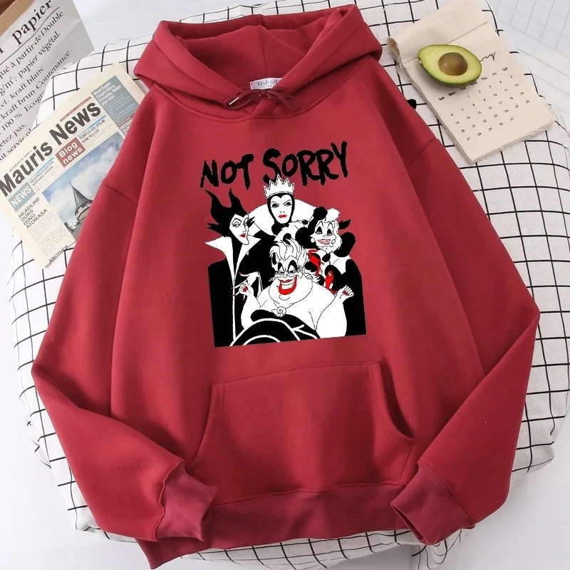 Goth Women White Hoodies Villains Bad Girl Print Hoodie Tops Harajuku Autumn Villain Queen Casual Hooded Pullovers Sweatshirts