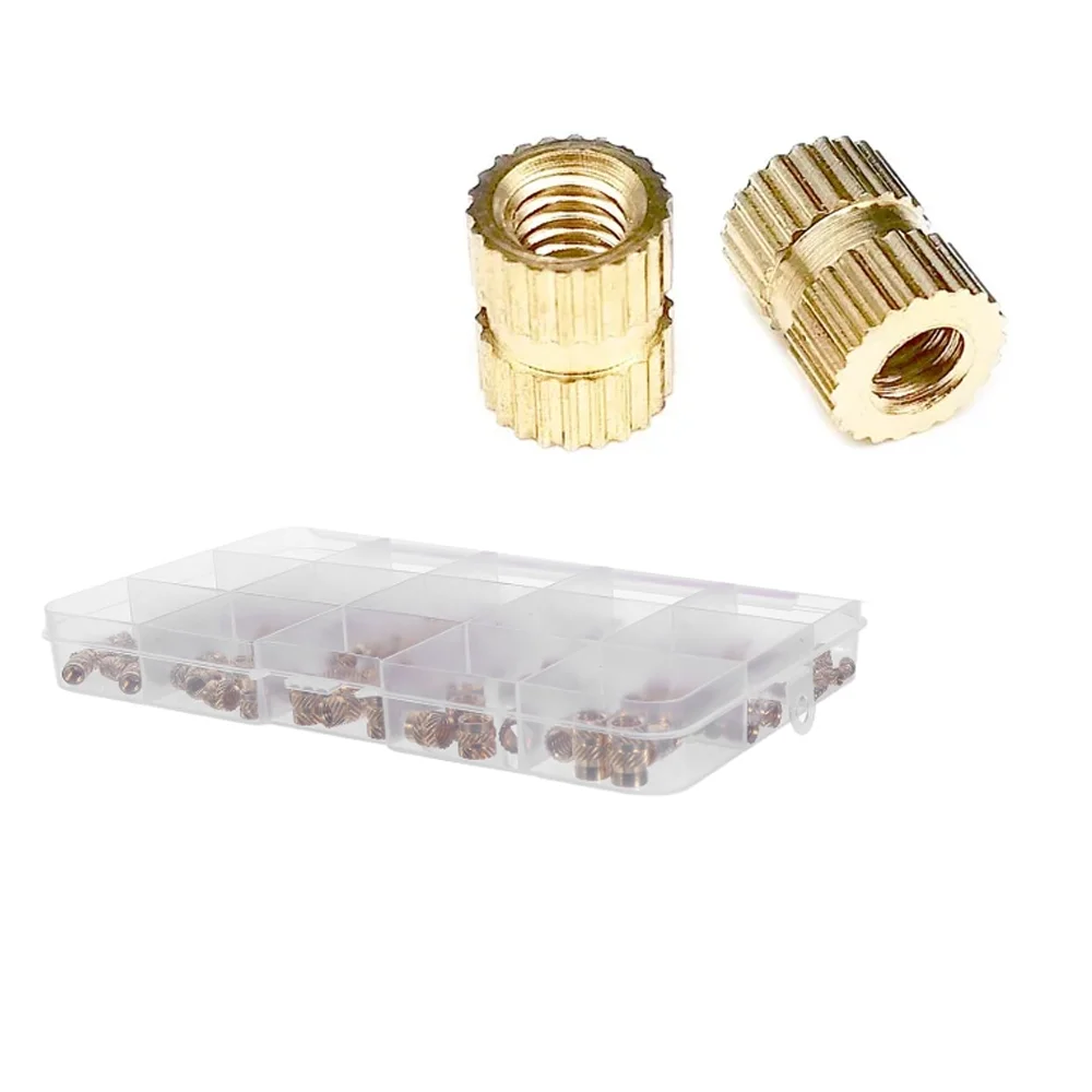 400pcs Brass Knurled Nut Inserts Assortment Kit Heat Set Knurled Threaded Insert Embedment Nuts for Plastic Printing Components