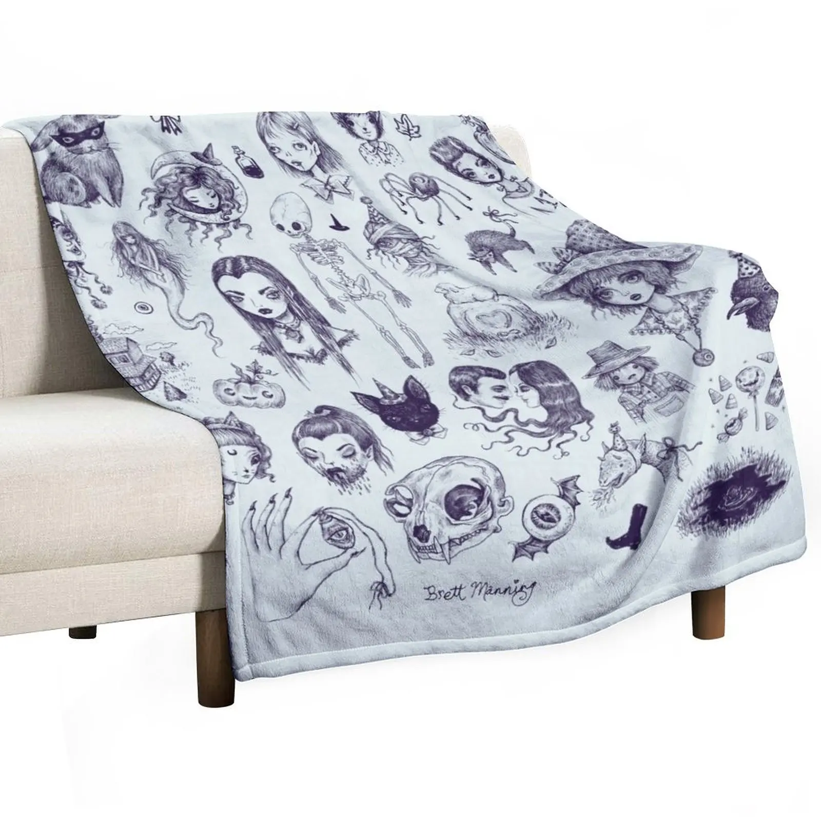 

All The Spooky Stuff Throw Blanket Softest Moving Cute Plaid For Sofa Thin Blankets