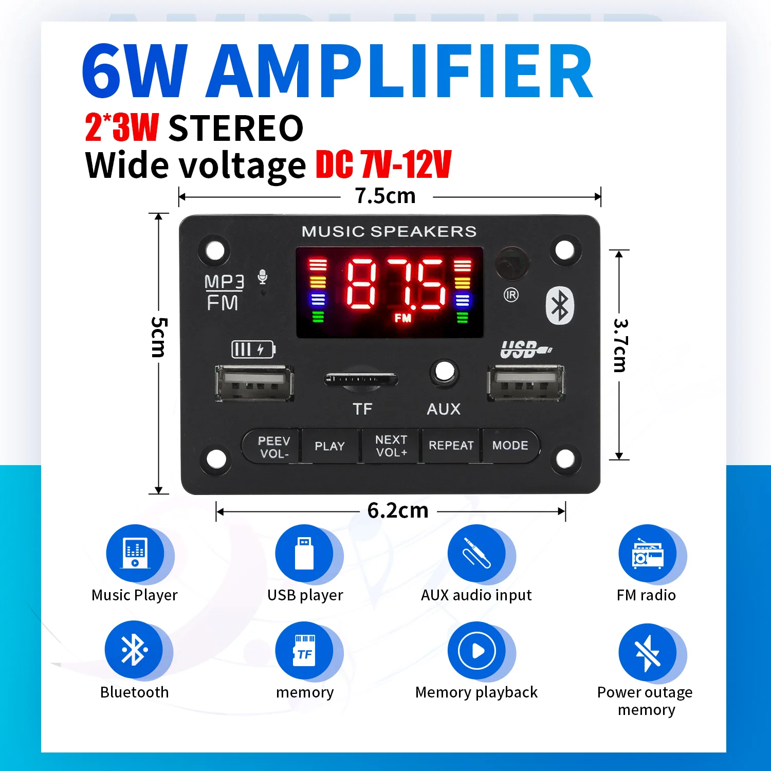 2*3W Class D Stereo…