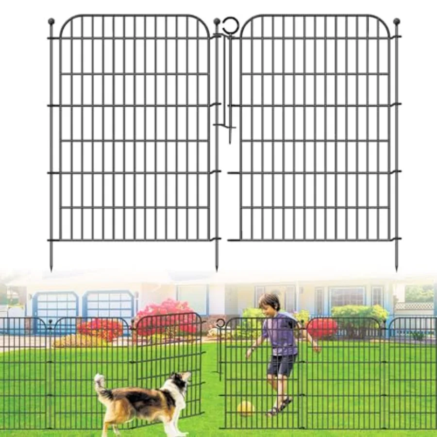 

Декоративный садовый забор из 5 секций без копки с воротами для двора, общая длина 11,8 футов (3,6 м) x высота 40 дюймов (101 см), ограждение для защиты от животных, для собак, для патио, цвет ржавый.