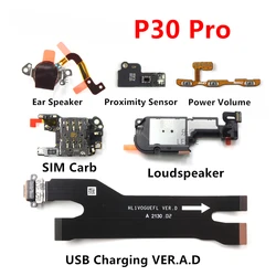 For Huawei P30 Pro Sim Holder Board Ear Speaker Earpiece Loudspeaker USB Charging Board Power Volume Proximity Sensor Flex Cable