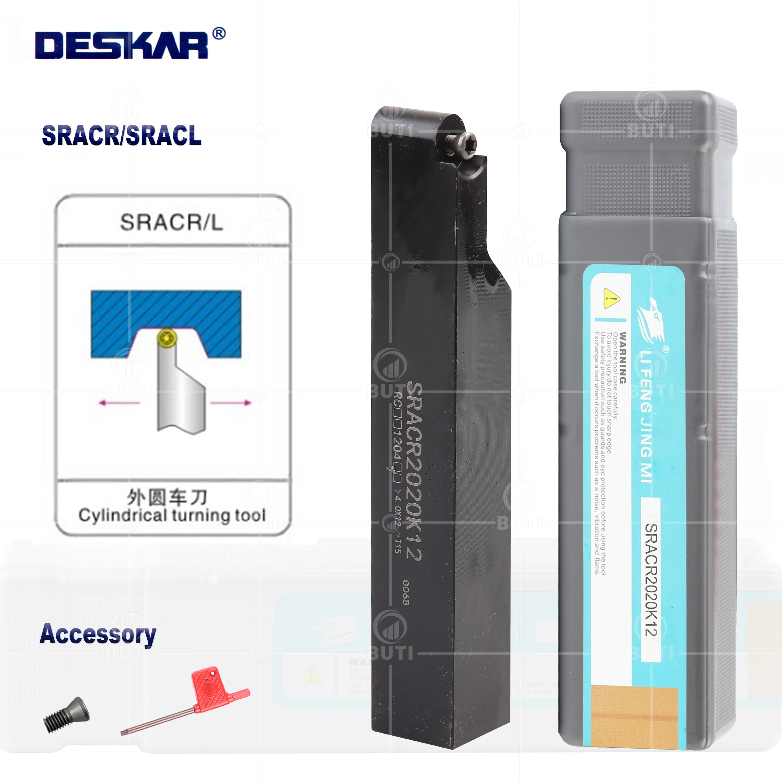 Deskar-portaherramientas de torneado externo para cortador de insertos de carburo RCMT, SRACR, SRACL, 1616H08, 2020K08, 2525M10, 100% Original