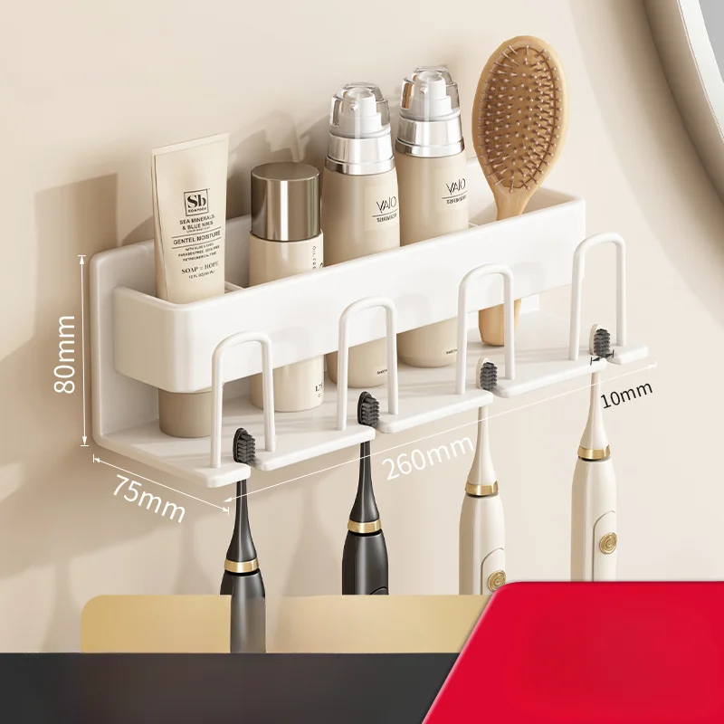 Toothbrush Rack Without Punching Mouthwash Cup Toothpaste Holder Wall-mounted Bathroom Storage Box Electric Toothbrush Holder