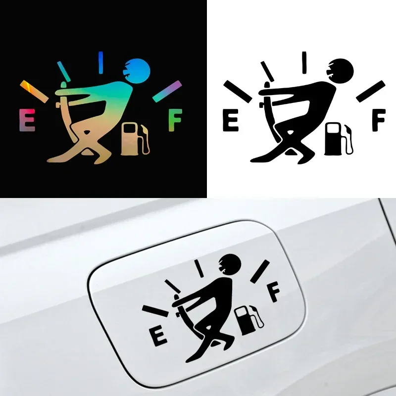 13*9CM Interesting Car Interior Sticker 1 Fun Car Sticker Pull The Fuel Tank Pointer To The Full Reflective Vinyl Car Sticker