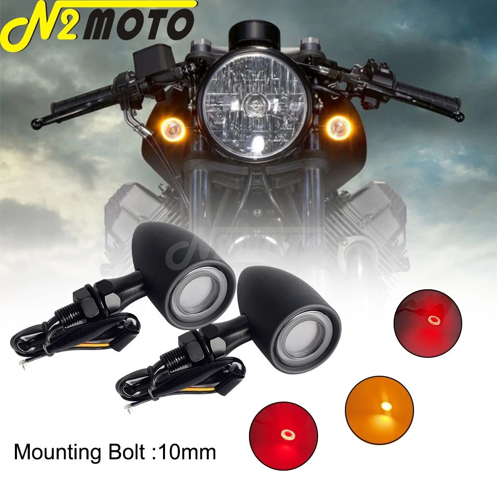 

Motorcycle Bullet Turn Signal Light Indicators Tail Brake Lamp 10mm Screw For Kawasaki Suzuki Honda Yamaha Harley Bobber Chopper