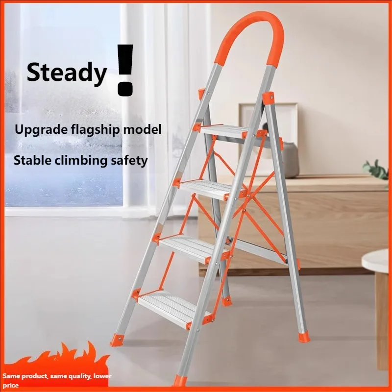 

Portable Multifunctional Folding Ladder Aluminum Alloy Telescopic Herringbone Design For Indoor Home And Office Use
