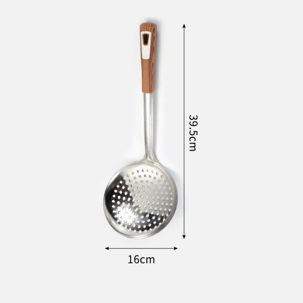 

Thickened Steel Stainless Steel Colander Long Handle Anti-scald Oil Skimmer Scoop Non-slip Heat Resistant