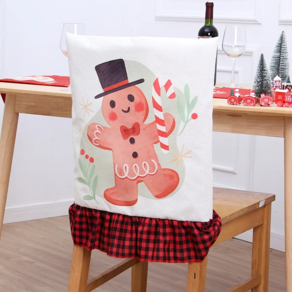 Chair Back Cover Linen Christmas Decorative Chair Cover Printed Chair Cover Christmas Themed For Living Room Holiday Event